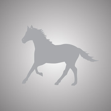 Horse silhouette icon isolated on gray background. Trendy horse silhouette icon in flat style. Horse template for web site, app, ui and logo. Vector illustration, EPS 10