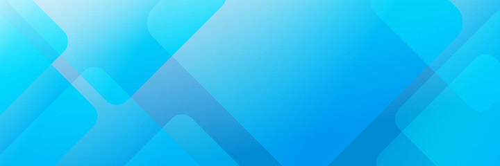Blue abstract vector business long banner template. Business minimal background with geometric square frame