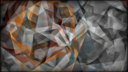 Cubes and triangles hand draw digital art illustration