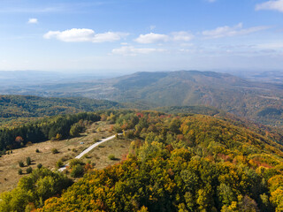Fototapeta na wymiar Aerial Autumn view of Vitosha Mountain, Bulgaria