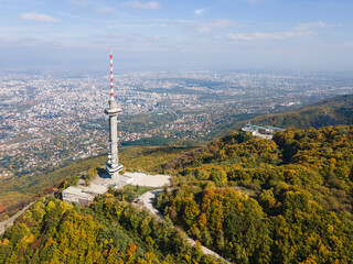 Obraz premium Aerial Autumn view of Vitosha Mountain, Bulgaria