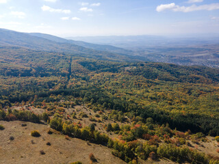 Fototapeta premium Aerial Autumn view of Vitosha Mountain, Bulgaria