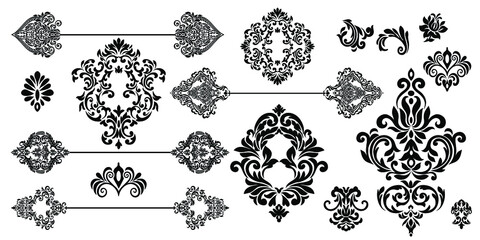 Oriental vector damask patterns for greeting cards and wedding invitations. - obrazy, fototapety, plakaty