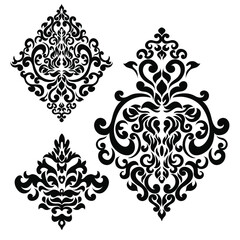 Oriental vector damask patterns for greeting cards and wedding invitations.