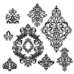 Oriental vector damask patterns for greeting cards and wedding invitations.