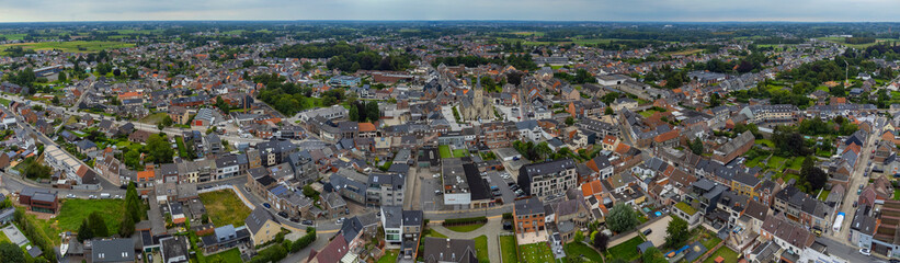Fototapeta na wymiar Aerial view around the city Lede in Belgium on a cloudy afternoon in summer