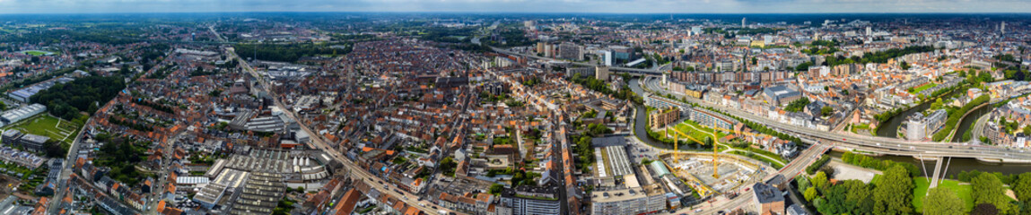 Fototapeta na wymiar Aerial view of Ghent on a sunny day in summer