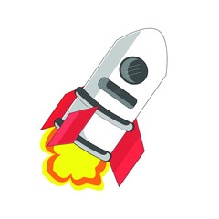 Flying rocket. vector cartoon illustration