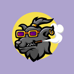 wolf cool mascot logo design vector with modern illustration