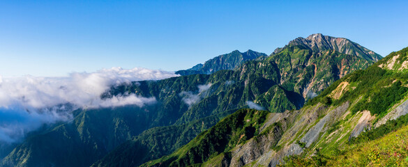 Naklejka na ściany i meble A panoramic view of Mount Goryu and Mount Kashimayari.