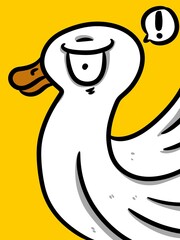 cute duck cartoon on yellow background