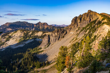 dramatic mountain range in Mt. rainier national park in Washington