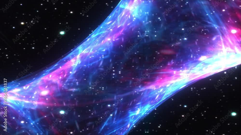 Poster abstract hyperspace tunnel through colorful vivid light blue space time vortex. 4k 3d loop sci-fi in