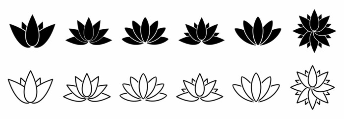 lotus flower icon set, lotus flower vector set