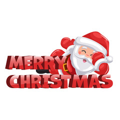 smiling santa claus lying on beautiful 3d letters merry christmas