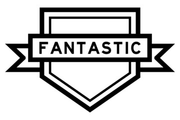 Vintage black color pentagon label banner with word fantastic on white background