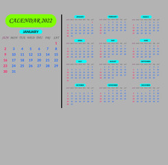 2022 , calendar 2022,2022 calendar design, 2022 calendar, january, february, march, april, may , june , july , sunday, monday. 2022 calendar design vector.