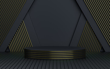 dark luxury metallic look abstract empty space podium display for product promotion, 3d rendering
