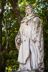 Close-up on the statue of Montesquieu in the park of the Place des Quinconces in Bordeaux