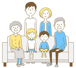 家族　三世代　ソファー