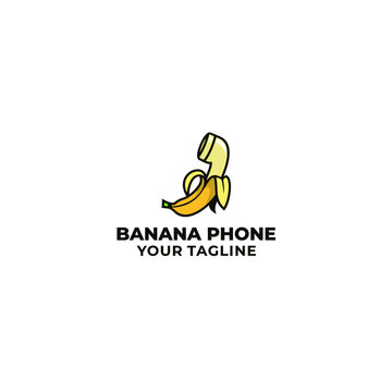 logo design banana telephone playful
