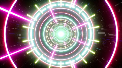 Colorful Circle Lights and Glowing Laser Beam Disco VJ Concept Background