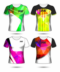  t-shirt templates abstract geometric collection of different colors polygonal mosaic