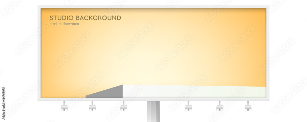 Poster billboard with studio for product display. beige background for or presentation of products.