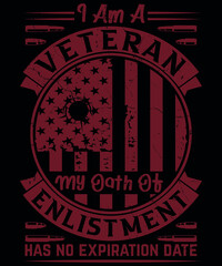 Fully editable vector illustration (Editable AI) and EPS outline of Veteran, My oath of Enlistment T-shirt Design an image suitable for t-shirt graphic, poster or print design