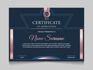 Certificate of achievement border design templates with elements of  luxury gold badges and modern line patterns. vector graphic print layout can use For award, appreciation, education