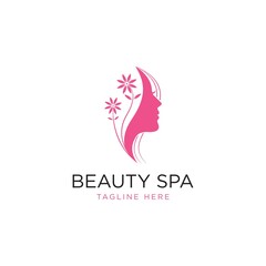 Silhouette woman logo, head, face logo isolated. Use for beauty salon, spa, cosmetic design