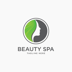 Fototapeta premium Silhouette woman logo, head, face logo isolated. Use for beauty salon, spa, cosmetic design