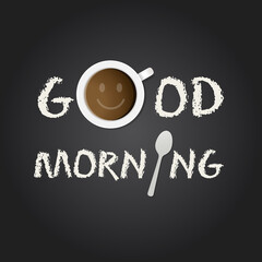 Good morning concept with Coffee cup and spoon vector.