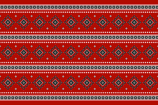 Geometric ethnic oriental seamless pattern traditional Design for background,carpet,wallpaper.clothing,wrapping,Batik fabric,Vector illustration.embroidery style - Sadu, sadou, sadow or sado