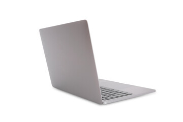   the new generation  laptop, space gray color, on a white background.soft focus