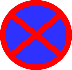 Fototapeta premium Traffic signs prohibit all types of vehicles to stop or park along that line