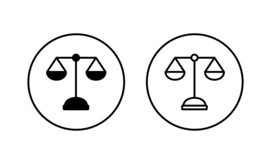 Scales icons set. Law scale icon. Justice sign and symbol