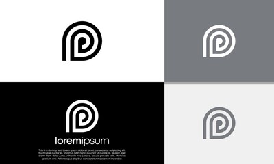 Initials P logo design. Initial Letter Logo. Innovative high tech logo template. 
