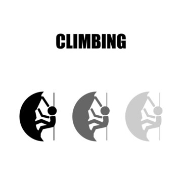 Climbing icon. Monochromatic icon set.