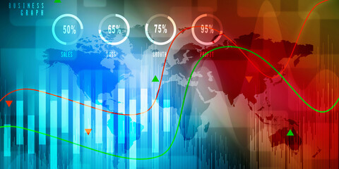 2d rendering Stock market online business concept. business Graph 
