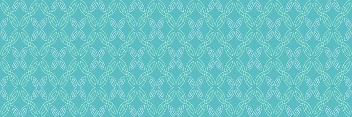 Abstract background pattern with decorative ornament on blue green background. Seamless background for wallpaper, textures. 