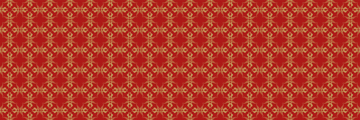 Tile background pattern with decorative ornament on a red background. Seamless background for wallpaper, textures. Vector illustration.