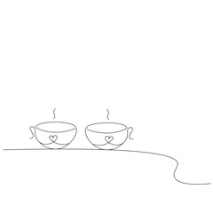 Cup of tea line drawing vector illustration