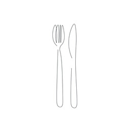 Fork and knife line drawing vector illustration