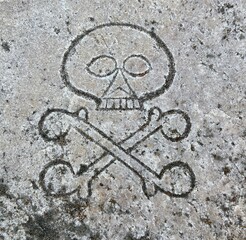 Skull and bones (dead head) on the tombstone