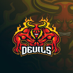 Devil mascot logo design vector with modern illustration concept style for badge, emblem and t shirt printing. Angry devil illustration for