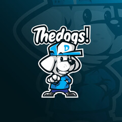 Dog mascot logo design vector with modern illustration concept style for badge, emblem and t shirt printing. Smart dog illustration.