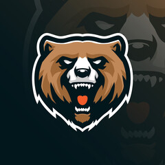 Bear mascot logo design vector with modern illustration concept style for badge, emblem and t shirt printing. Angry bear head illustration.
