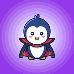 Cute little penguin wearing a black cloak