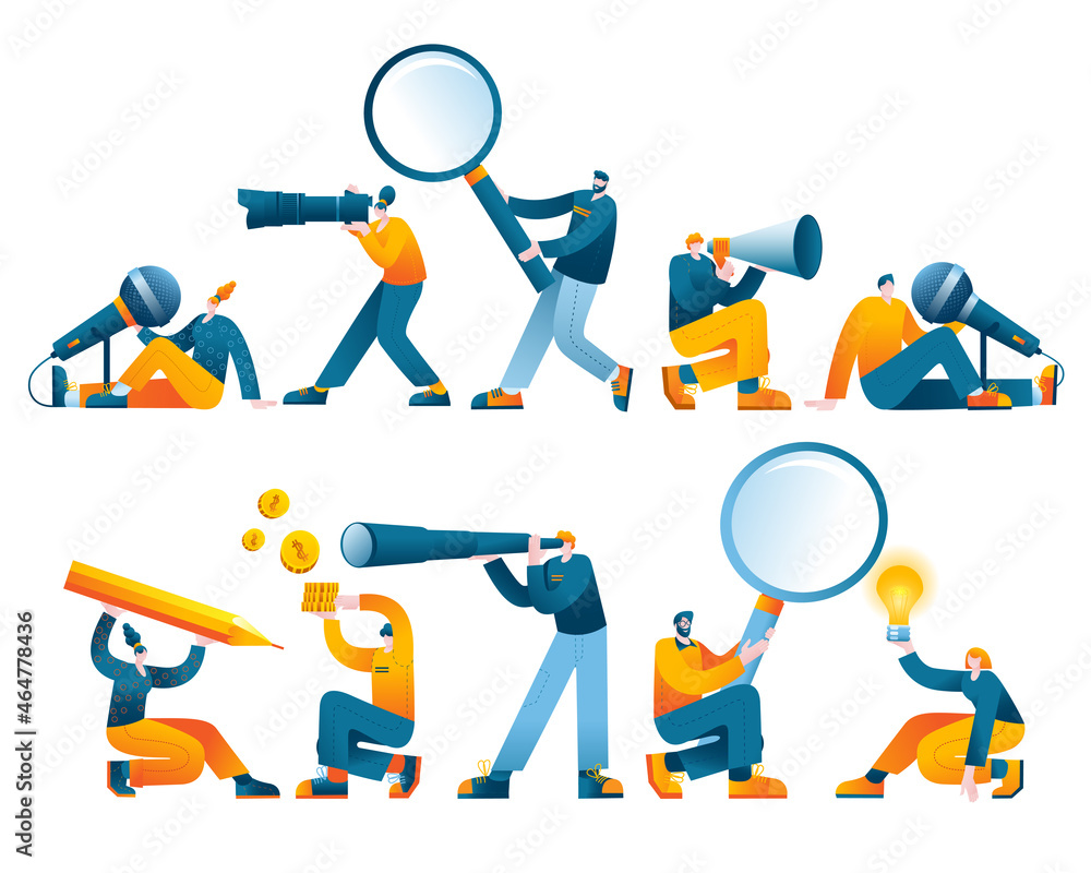 Aufkleber a set of vector characters in the theme of various areas of work in the company. a set of vector bus